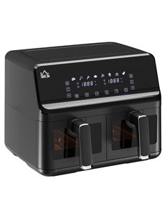HOMCOM 2500W 8L Double Air Fryer Oven with 8 Presets, Black 800-166V70BK