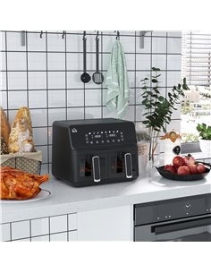HOMCOM 2500W 8L Double Air Fryer Oven with 8 Presets, Black 800-166V70BK 2