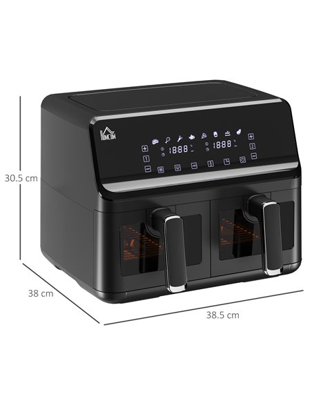 HOMCOM Family Air Fryer , 8L Double Air Fryer Oven w/ 8 Presets, Digital Display, Recipe Cookbook, 60min Timer for Oil Free & Lo - pic 66780 | FastDaddyshop