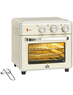 HOMCOM 1400W 20L 7-in-1 Toaster 4-Slice Convection Oven, Cream White 800-152V70CW