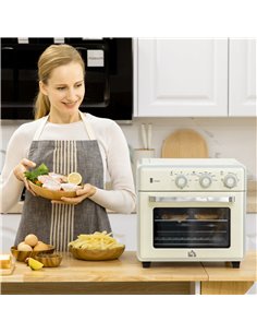 HOMCOM 1400W 20L 7-in-1 Toaster 4-Slice Convection Oven, Cream White 800-152V70CW 2