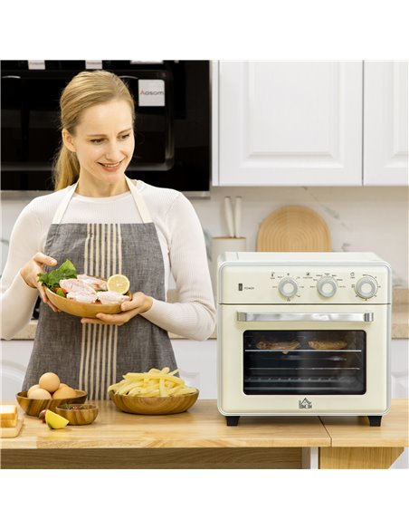 HOMCOM 7-in-1 Toaster Oven, 20L 4-Slice Convection Oven with Warm, Broil, Toast, Bake, Air Fryer, 60min Timer and Adjustable The - pic 66788 | FastDaddyshop