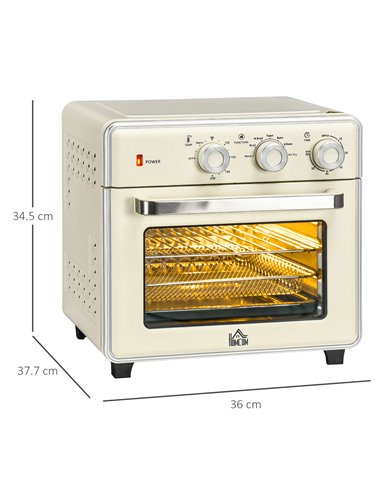 HOMCOM 7-in-1 Toaster Oven, 20L 4-Slice Convection Oven with Warm, Broil, Toast, Bake, Air Fryer, 60min Timer and Adjustable The