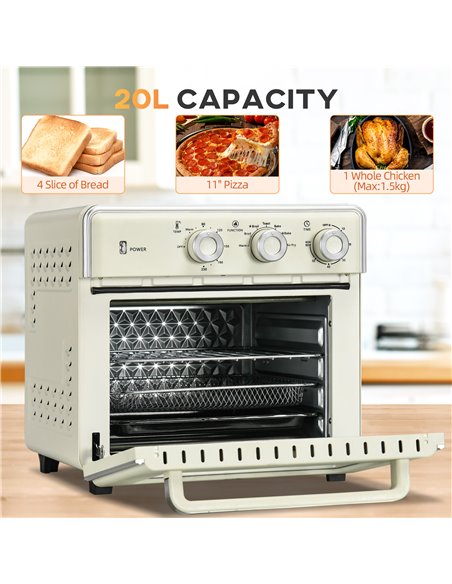 HOMCOM 7-in-1 Toaster Oven, 20L 4-Slice Convection Oven with Warm, Broil, Toast, Bake, Air Fryer, 60min Timer and Adjustable The - pic 66790 | FastDaddyshop
