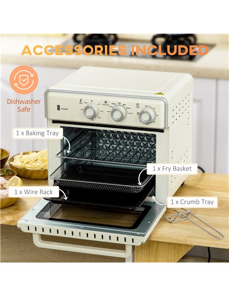 HOMCOM 7-in-1 Toaster Oven, 20L 4-Slice Convection Oven with Warm, Broil, Toast, Bake, Air Fryer, 60min Timer and Adjustable The - pic 66792 | FastDaddyshop