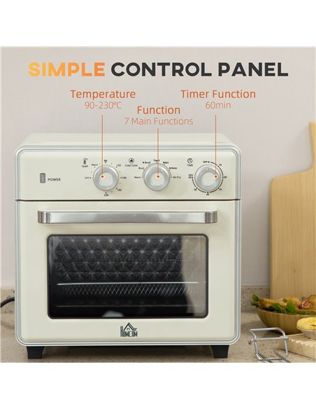HOMCOM 7-in-1 Toaster Oven, 20L 4-Slice Convection Oven with Warm, Broil, Toast, Bake, Air Fryer, 60min Timer and Adjustable The - pic 66793 | FastDaddyshop