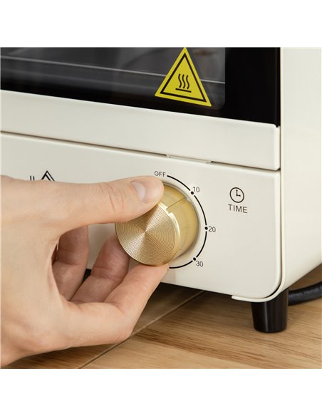 HOMCOM Convection Mini Oven, 15L Electric Oven & Grill w/ Adjustable Temperature, Timer, Baking Tray, Wire Rack, Crumb Tray, 100 - pic 66803 | FastDaddyshop