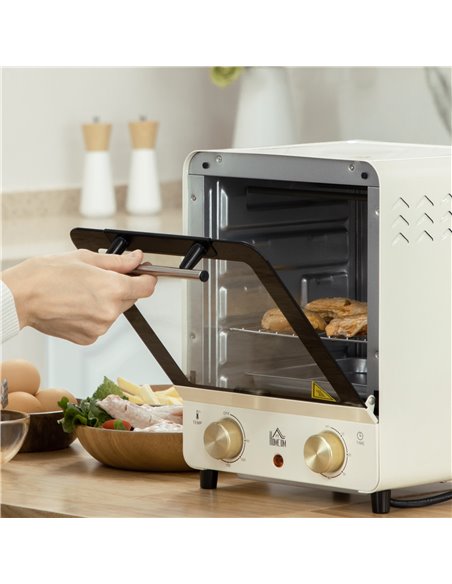 HOMCOM Convection Mini Oven, 15L Electric Oven & Grill w/ Adjustable Temperature, Timer, Baking Tray, Wire Rack, Crumb Tray, 100 - pic 66804 | FastDaddyshop