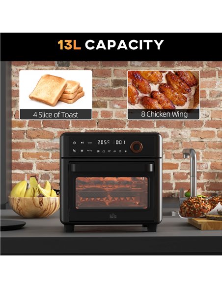 HOMCOM Air Fryer Oven, 13L Mini Oven, Multifunction Countertop Convection Oven with 12 Presets, Adjustable Temp and Time, 1200W  - pic 66817 | FastDaddyshop