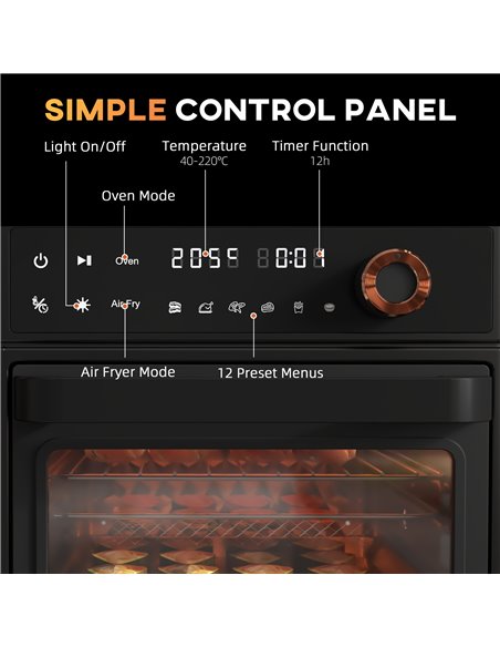 HOMCOM Air Fryer Oven, 13L Mini Oven, Multifunction Countertop Convection Oven with 12 Presets, Adjustable Temp and Time, 1200W  - pic 66820 | FastDaddyshop