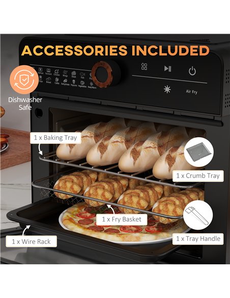 HOMCOM Air Fryer Oven, 20L Mini Oven, Multifunction Countertop Convection Oven with 17 Presets, Adjustable Temp and Time, 1400W  - pic 66828 | FastDaddyshop