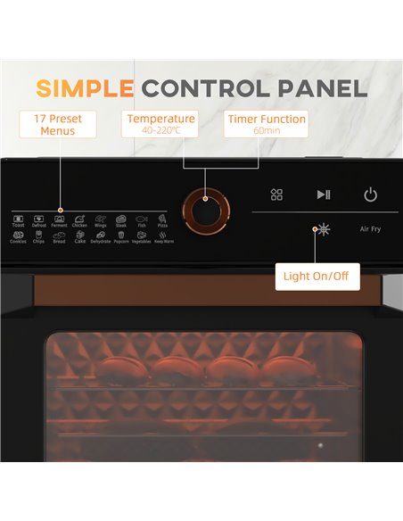 HOMCOM Air Fryer Oven, 20L Mini Oven, Multifunction Countertop Convection Oven with 17 Presets, Adjustable Temp and Time, 1400W  - pic 66829 | FastDaddyshop