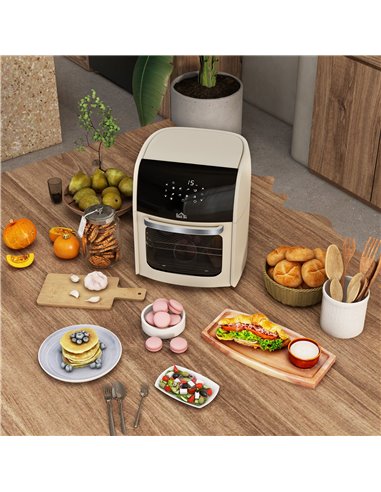 HOMCOM Digital Air Fryer with 8 Preset Modes, Rapid Air Circulation, 12L Air Fryer Oven with Memory Function, 1800W, White 800-1