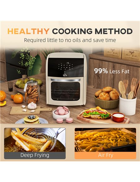 HOMCOM Digital Air Fryer with 8 Preset Modes, Rapid Air Circulation, 12L Air Fryer Oven with Memory Function, 1800W, White 800-1 - pic 66835 | FastDaddyshop