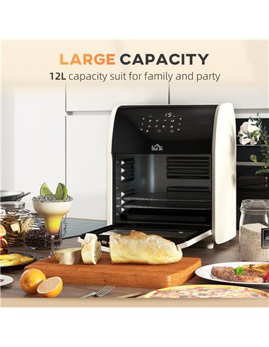 HOMCOM Digital Air Fryer with 8 Preset Modes, Rapid Air Circulation, 12L Air Fryer Oven with Memory Function, 1800W, White 800-1