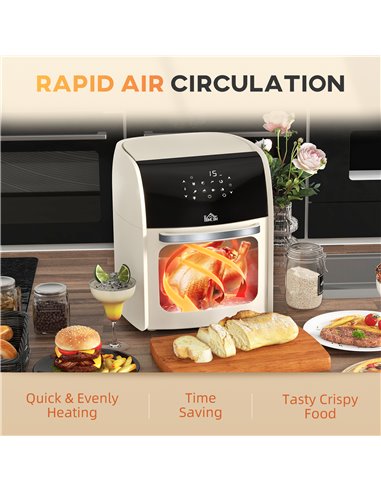 HOMCOM Digital Air Fryer with 8 Preset Modes, Rapid Air Circulation, 12L Air Fryer Oven with Memory Function, 1800W, White 800-1