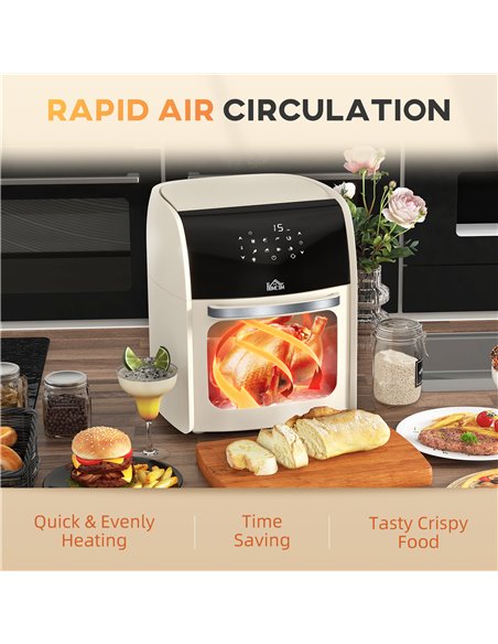 HOMCOM Digital Air Fryer with 8 Preset Modes, Rapid Air Circulation, 12L Air Fryer Oven with Memory Function, 1800W, White 800-1 - pic 66838 | FastDaddyshop