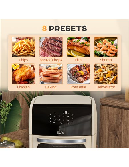 HOMCOM Digital Air Fryer with 8 Preset Modes, Rapid Air Circulation, 12L Air Fryer Oven with Memory Function, 1800W, White 800-1 - pic 66839 | FastDaddyshop