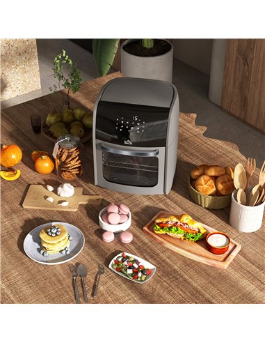 HOMCOM Digital Air Fryer with 8 Preset Modes, Rapid Air Circulation, 12L Air Fryer Oven with Memory Function, 1800W, Grey 800-14