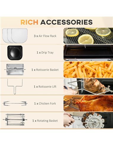 HOMCOM Digital Air Fryer with 8 Preset Modes, Rapid Air Circulation, 12L Air Fryer Oven with Memory Function, 1800W, Grey 800-14