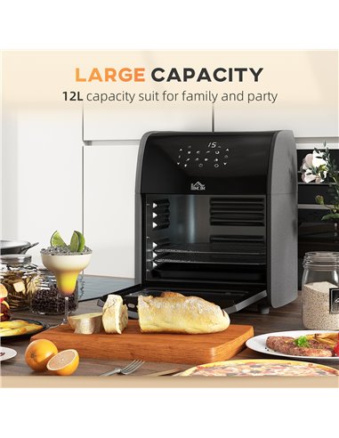 HOMCOM Digital Air Fryer with 8 Preset Modes, Rapid Air Circulation, 12L Air Fryer Oven with Memory Function, 1800W, Grey 800-14