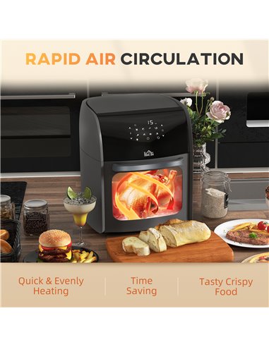 HOMCOM Digital Air Fryer with 8 Preset Modes, Rapid Air Circulation, 12L Air Fryer Oven with Memory Function, 1800W, Grey 800-14