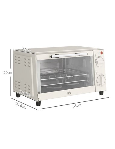 HOMCOM Mini Oven, 9L Countertop Electric Grill, Toaster Oven with Adjustable Temperature, Timer, Baking Tray and Wire Rack, 750W