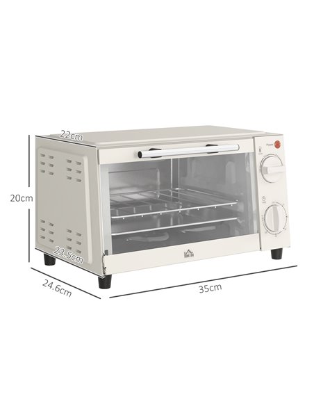 HOMCOM Mini Oven, 9L Countertop Electric Grill, Toaster Oven with Adjustable Temperature, Timer, Baking Tray and Wire Rack, 750W - pic 66861 | FastDaddyshop