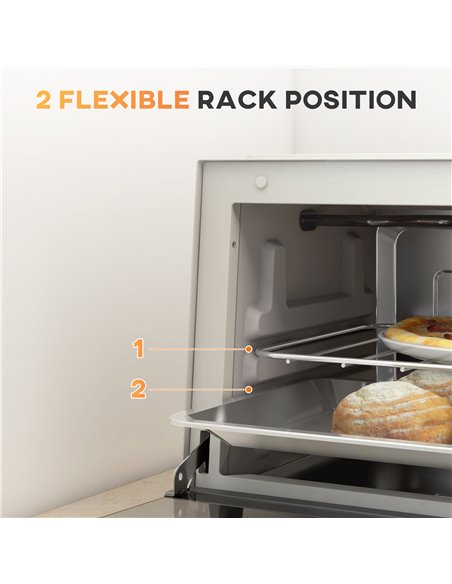 HOMCOM Mini Oven, 9L Countertop Electric Grill, Toaster Oven with Adjustable Temperature, Timer, Baking Tray and Wire Rack, 750W - pic 66863 | FastDaddyshop