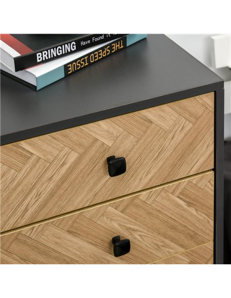 HOMCOM 5-Drawer Chest Storage Cabinet Sideboards with Metal Handles Freestanding Dresser for Bedroom, Living Room - pic 6687 | FastDaddyshop