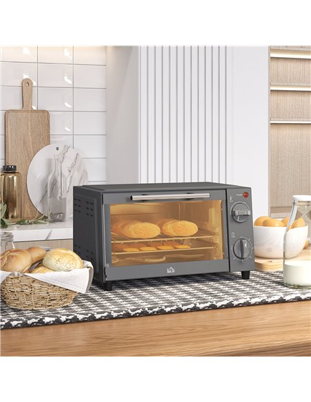 HOMCOM Mini Oven, 9L Countertop Electric Grill, Toaster Oven with Adjustable Temperature, Timer, Baking Tray and Wire Rack, 750W - pic 66878 | FastDaddyshop