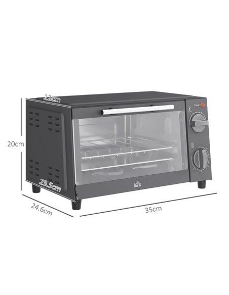 HOMCOM Mini Oven, 9L Countertop Electric Grill, Toaster Oven with Adjustable Temperature, Timer, Baking Tray and Wire Rack, 750W - pic 66879 | FastDaddyshop