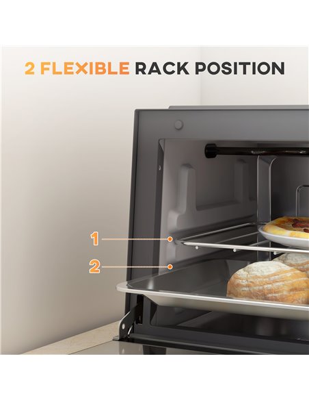 HOMCOM Mini Oven, 9L Countertop Electric Grill, Toaster Oven with Adjustable Temperature, Timer, Baking Tray and Wire Rack, 750W - pic 66881 | FastDaddyshop