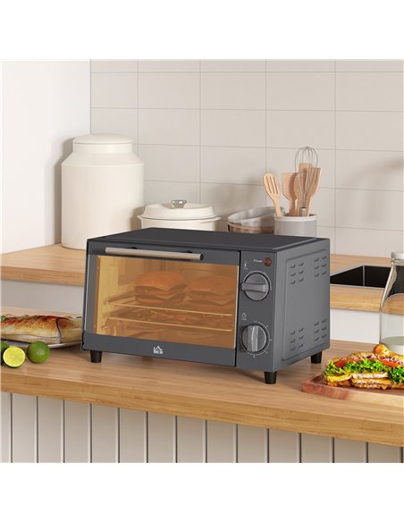 HOMCOM Mini Oven, 9L Countertop Electric Grill, Toaster Oven with Adjustable Temperature, Timer, Baking Tray and Wire Rack, 750W - pic 66884 | FastDaddyshop