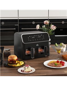 HOMCOM 2700W 8L 8-In-1 Family Size Double Air Fryer Oven, Black 800-191V70BK 2