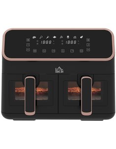 HOMCOM 2700W 8L 8-In-1 Family Size Double Air Fryer Oven, Gold Tone 800-191V71BK