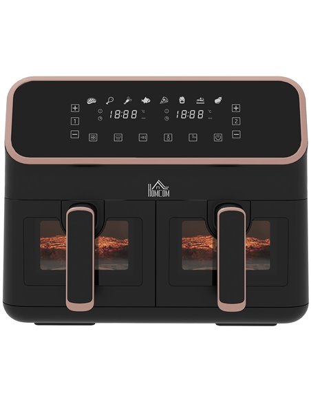 HOMCOM 2700W 8L 8-In-1 Family Size Double Air Fryer Oven, Gold Tone 800-191V71BK - pic 66895 | FastDaddyshop