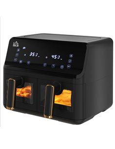 HOMCOM 2500W 8L Family Size Double Air Fryer Oven with 8 Presets, Black 800-166V71BK