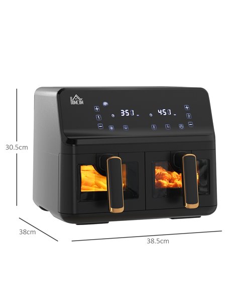 HOMCOM Dual Basket Air Fryer, 8L Family Size Double Air Fryer Oven with 8 Presets, Digital Display, Visual Window, Inner Light,  - pic 66906 | FastDaddyshop