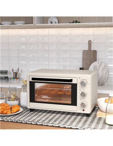 HOMCOM Mini Oven, 21L Countertop Electric Grill, Toaster Oven with Adjustable Temperature, Timer, Baking Tray and Wire Rack, 140
