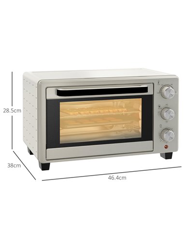 HOMCOM Mini Oven, 21L Countertop Electric Grill, Toaster Oven with Adjustable Temperature, Timer, Baking Tray and Wire Rack, 140