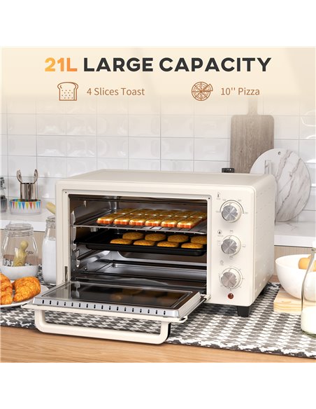 HOMCOM Mini Oven, 21L Countertop Electric Grill, Toaster Oven with Adjustable Temperature, Timer, Baking Tray and Wire Rack, 140 - pic 66916 | FastDaddyshop
