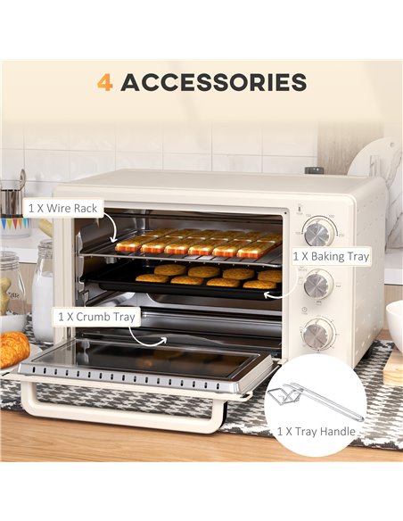 HOMCOM Mini Oven, 21L Countertop Electric Grill, Toaster Oven with Adjustable Temperature, Timer, Baking Tray and Wire Rack, 140 - pic 66918 | FastDaddyshop