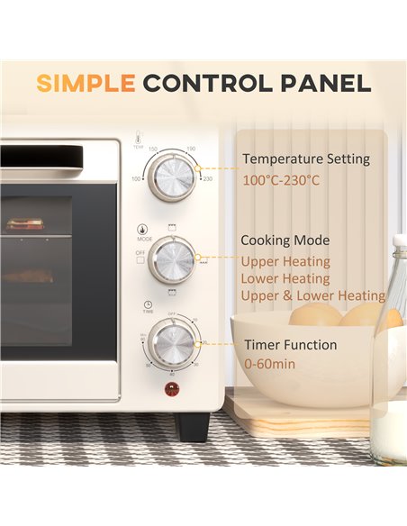 HOMCOM Mini Oven, 21L Countertop Electric Grill, Toaster Oven with Adjustable Temperature, Timer, Baking Tray and Wire Rack, 140 - pic 66919 | FastDaddyshop