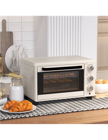 HOMCOM Mini Oven, 21L Countertop Electric Grill, Toaster Oven with Adjustable Temperature, Timer, Baking Tray and Wire Rack, 140
