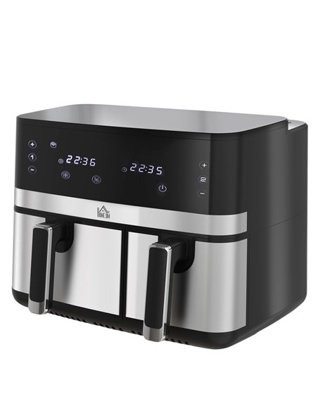 HOMCOM 2700W 8.5L 8-In-1 Family Size Double Air Fryer Oven, Black-Silver 800-193V70BK - pic 66922 | FastDaddyshop