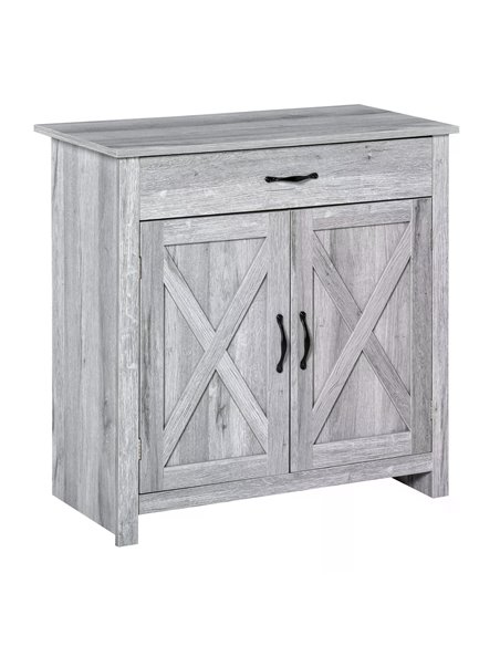 HOMCOM Sideboard with Barn Door, Farmhouse Style Coffee Bar, Storage Cabinet, Grey Wood Effect 835-468 - pic 66940 | FastDaddyshop