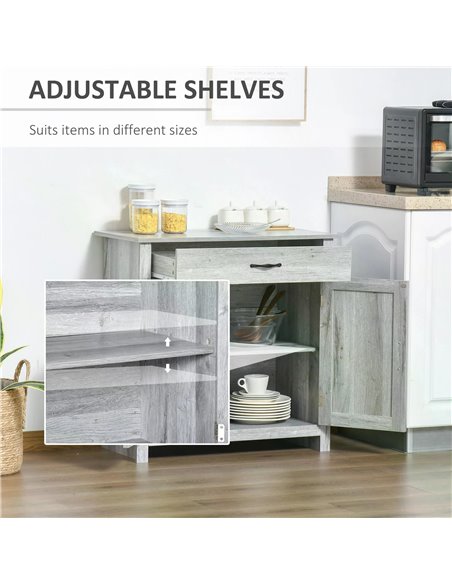 HOMCOM Sideboard with Barn Door, Farmhouse Style Coffee Bar, Storage Cabinet, Grey Wood Effect 835-468 - pic 66944 | FastDaddyshop