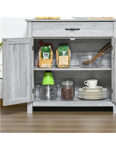 HOMCOM Sideboard with Barn Door, Farmhouse Style Coffee Bar, Storage Cabinet, Grey Wood Effect 835-468