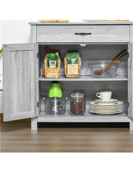 HOMCOM Sideboard with Barn Door, Farmhouse Style Coffee Bar, Storage Cabinet, Grey Wood Effect 835-468 - pic 66948 | FastDaddyshop